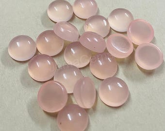 Cabochon rond calcédoine rose naturelle AAA+ fait main, pierre gemme calibrée en vrac 3,4,5,6,7,8,9,10,11,12,13,14,15 mm