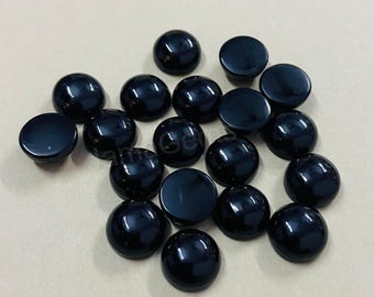 Gema de ônix preto redonda em cabochão, pedra preciosa solta para confecção de joias artesanais (3-15 mm)