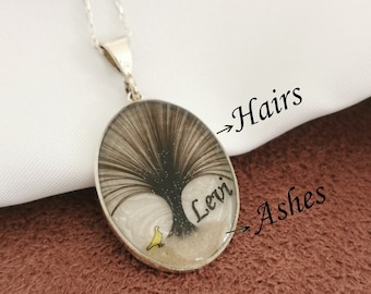 Ashes & Hair Necklace • Cremation Jewelry • Hair Locket Necklace • Keepsake Urn Jewelry • Memorial Fur Gift • Pet Ashes Jewelry • Grief Gift
