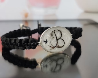 Sterling Silver Hair Keepsake Bracelet: Custom Initial Pet/Human Memorial