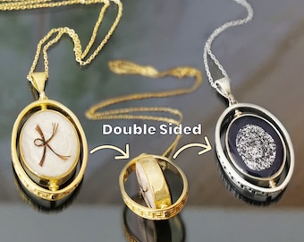 Memorial Ashes Gift • Lock Of Hair Necklace • Reversible Pendant • Double Sided Locket • Hair Fur Locket Necklace • Custom Keepsake Necklace