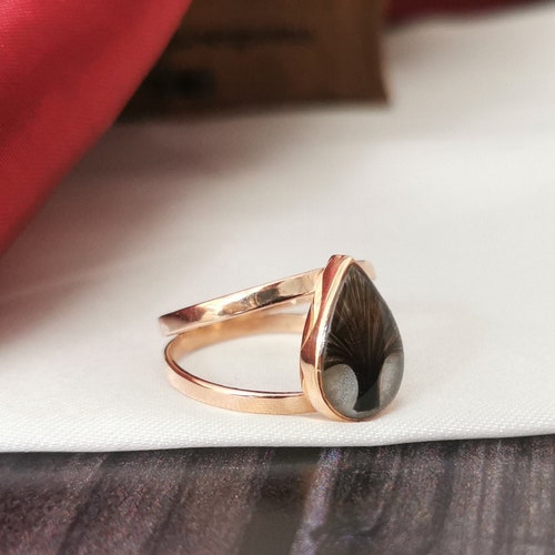 Anillo de recuerdo de cabello • Anillo conmemorativo para mamá • Anillo de piel • Joyas para cabello de mascota • Joyas para cabello de plata 925 • Anillo de corte de cabello • Regalo de duelo • Pérdida de un hijo