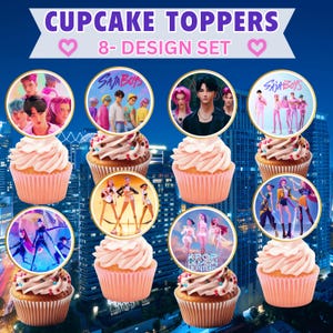 K-Pop Demon Hunter Cupcake Toppers | Printable Birthday Party Decor | huntrix cake topper | Instant download, huntrix PNG