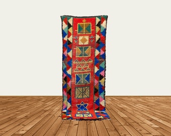 Vintage Colorful Berber Runner Rug - 3x9 ft Moroccan Rug