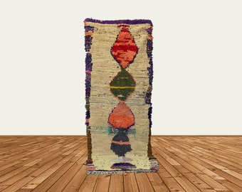 3x9 Narrow worn diamond runner, Moroccan Berber runner rug.