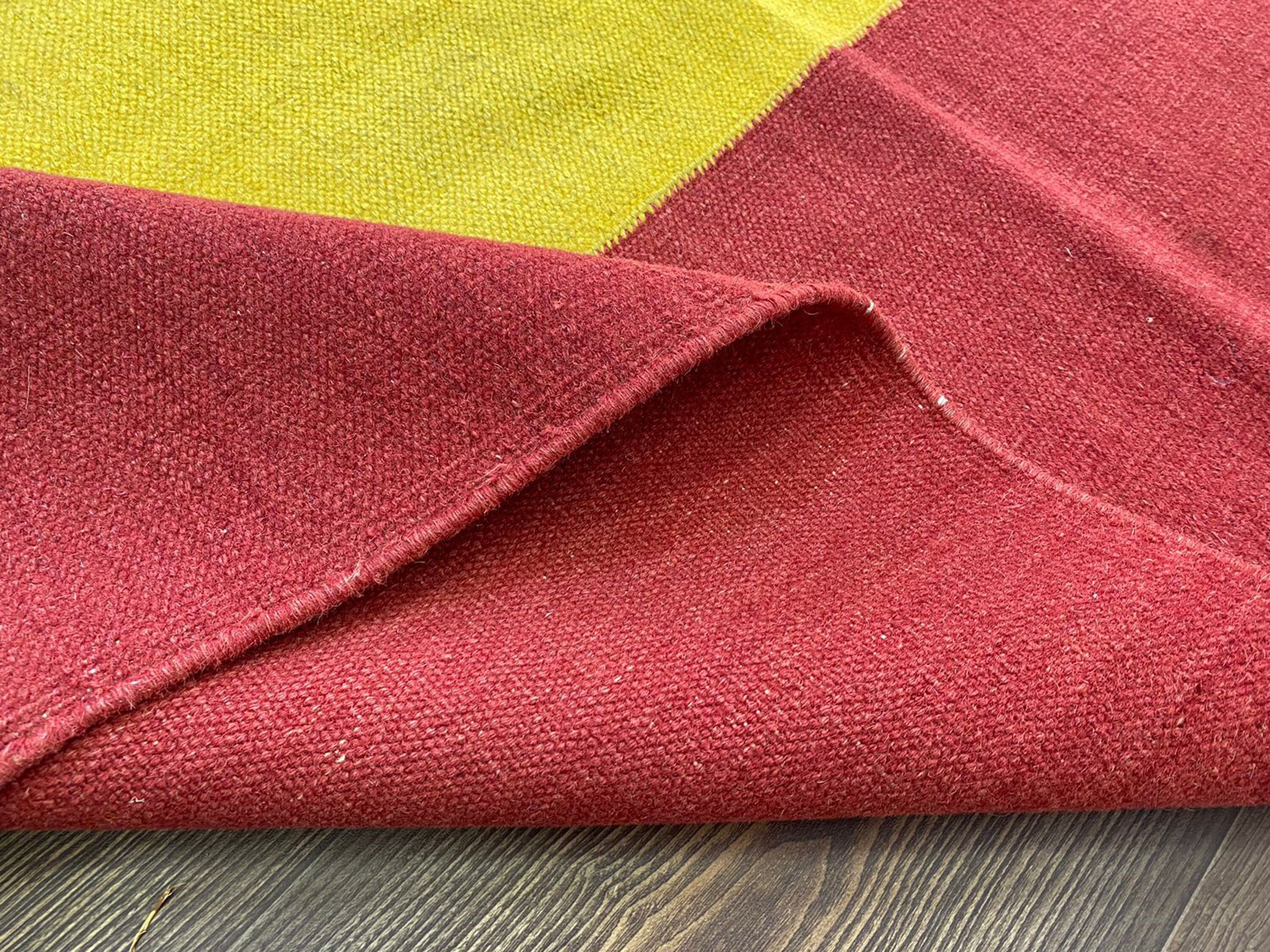 Red Yellow Rugs 7x9 Vintage Flatweave Red and Yellow Rug, Berber Tribal Rug. - Etsy