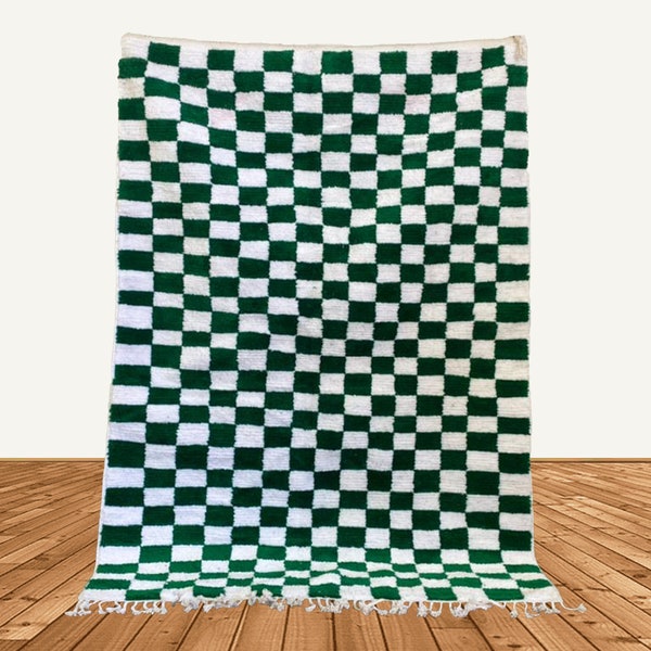 Small Green Checkered Rug Etsy