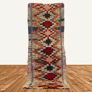 6x2 Moroccan vintage runner rugs, colorful vintage runner rug.