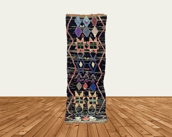 Vintage Moroccan Berber Runner Rug: 3x9 ft, Narrow Worn Style