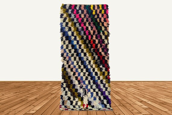 ヴィンテージ モロッコ製 カラフル チェックラグ 203×102cm ヴィンテージ モロッコ製 カラフル チェックラグ 203×102cm 【公式通販】