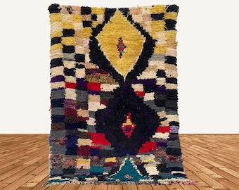6x4 Vintage Berber Azilal Rug: Colorful Moroccan Area Rug
