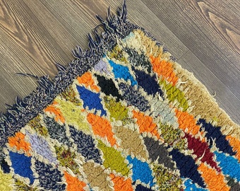 2x7 細幅のモロッコ ダイヤモンド ランナー、カラフルなビンテージ