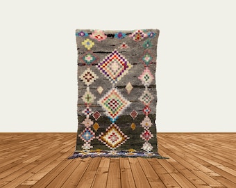 4x7 Vintage Moroccan colorful rug, tribal Berber rug.