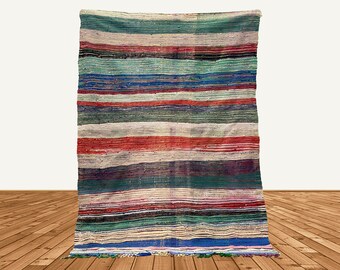 6x4 Vintage Moroccan Boucherouite Berber Rug