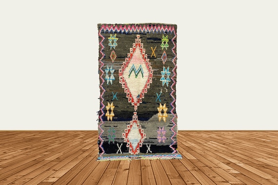 4x7 Moroccan tribal area rug, vintage Berber rug.