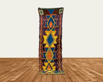 2x8 Narrow Moroccan multicolor runner, vintage Berber runner rug.