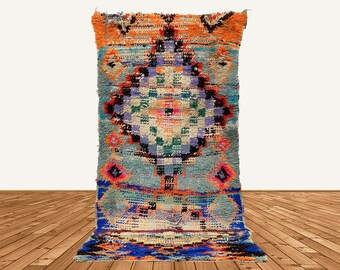 7x3 モロッコ ランナー ラグ – ヴィンテージ テキスタイル アート