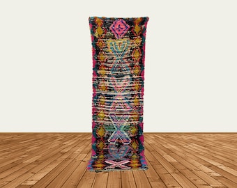 Vintage Moroccan Berber Runner Rug: 3x9 ft Tribal Design