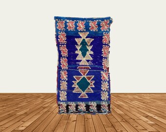 3x6 Small Moroccan Berber area rug, vintage tribal colorful rug.