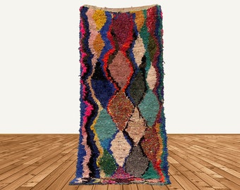 7x3 Moroccan boucherouite rug, vintage runner rug.