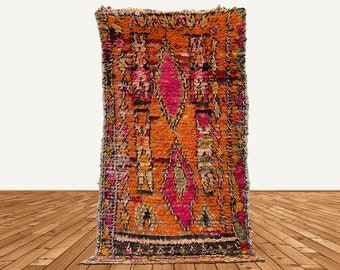 6x3 Moroccan woven rug, vintage runner rug.