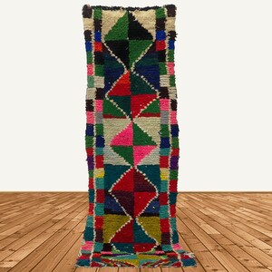 5x3 Moroccan vintage runner rugs, colorful vintage runner rug.