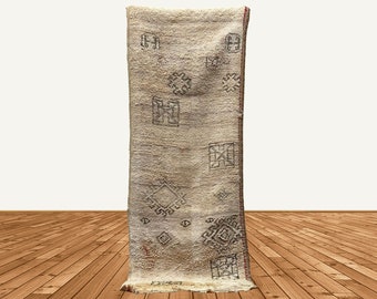 7x2 Moroccan woven rug, vintage runner rug.