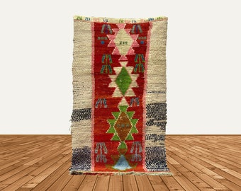 7x4 Moroccan Colorful Woven Rug: Vintage Berber Style.