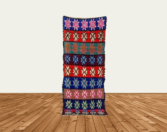 ヴィンテージ モロッコ ランナーラグ：3x8 ハンドノット ダイヤモンド