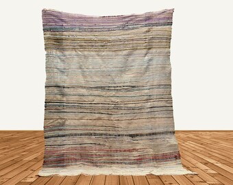 7x5 Vintage Moroccan Boucherouite Rug: Berber Area Rug