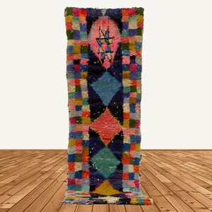 7x2 Moroccan vintage runner rugs, colorful vintage runner rug.