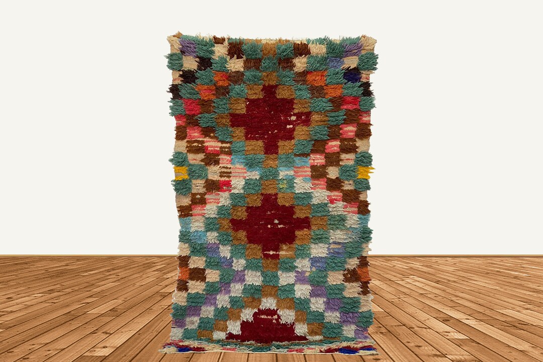 Vintage Moroccan Berber Runner Rug: Checkered Design (6x3) - Etsy