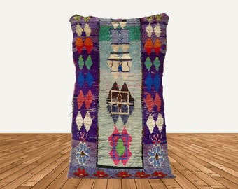 7x4 Moroccan Colorful Area Rug: Vintage Woven Rug.