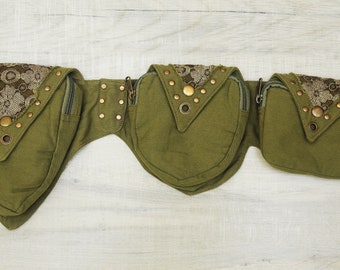Olive Green Cotton Hip Belt Bag ,  Free Hand Bag for Men N Women