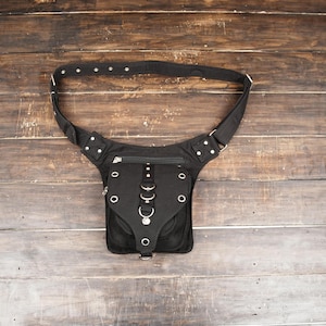 Cotton  Hip Belt Bag | Hands Free Waist Bag | Vegan Hip Bag | Festival Belt with Pockets | Bum Bag | Fanny Pack | Steampunk Accessories.