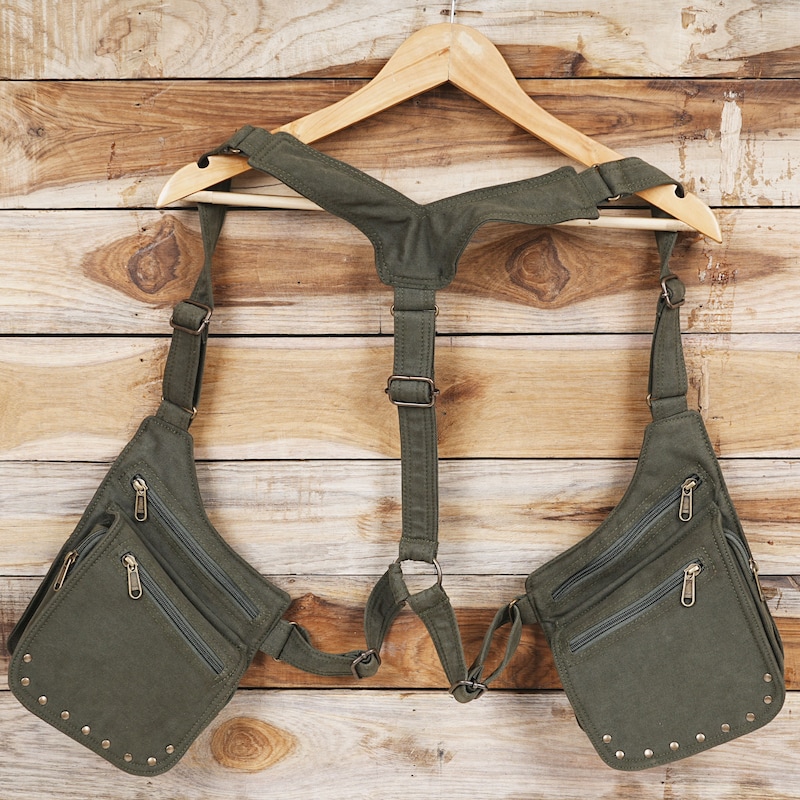 Cotton Holster Bag Festival Utility Bag Functional Pocket belt Fully Adjustable 100% Cotton Unisex Holster Bag.