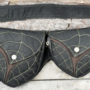 Cotton Waist Belt with Antique Brass Studs and Multi-Pockets.