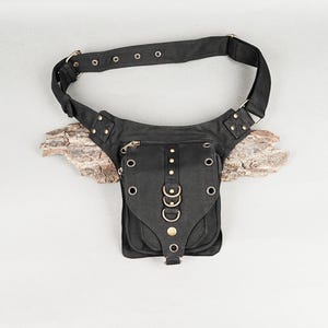 Cotton  Hip Belt Bag | Hands Free Waist Bag | Vegan Hip Bag | Festival Belt with Pockets | Bum Bag | Fanny Pack | Steampunk Accessories.