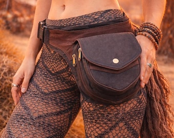 Handmade Brown Canvas Drop Leg Bag – Adjustable Hip Belt Pouch for Travel