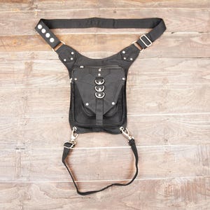 100% Cotton Utility Belt, Adjustable Straps and Pockets, Handmade Black Cotton , Waist Belt – Festival, Travel Hip Bag, Unisex belt.
