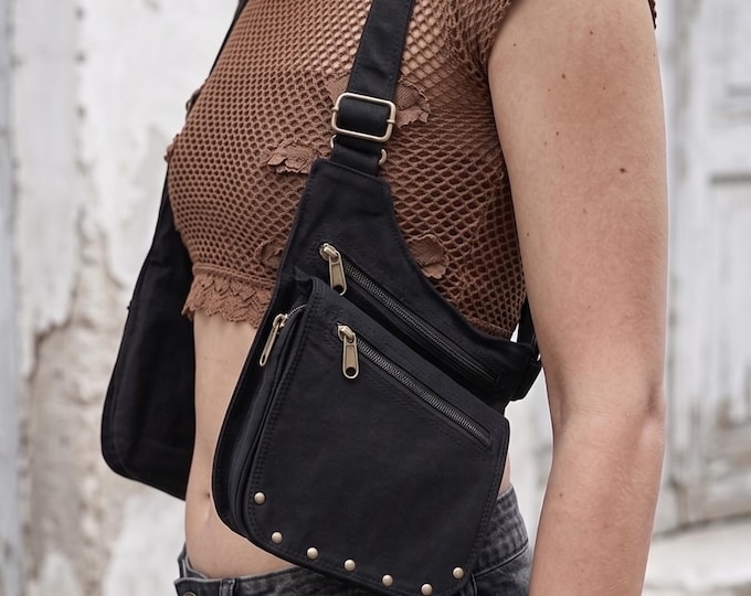 Cotton Holster Bag Anti-Theft Dual Pouch Utility Unisex Techwear Chest Rig Hands-Free Travel Organizer