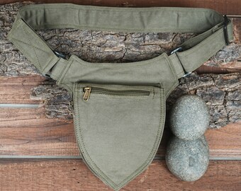 GREEN Cotton hip  Bag || For Women & Men For Travelling || Eco-friendly waist bag || money belt ||