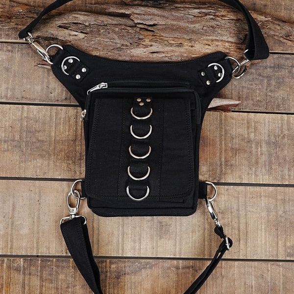 Black Cotton utility thigh bag  || For Women & Men For Traveling || Eco-friendly waist bag || money belt pouch  || HIP belt pouch ||