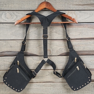 Cotton Holster Bag  || Festival Utility Bag || Functional Pocket Belt || Fully Adjustable || 100% Cotton || Unisex Holster Bag