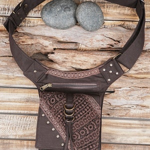 Green Cotton hip Bag || For Women & Men For Travelling || Eco-friendly waist bag || money belt || Festival utility belt bag ||