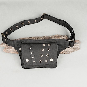Black Cotton Waist Bag || For Unisex For Travelling || Eco-Friendly Waist Bag || Utility Festive Belt Pouch || Money Belt.