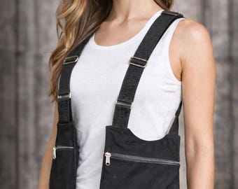 Lightweight Black Cotton Dual Zipper Holster Bag Adjustable Daily Carry