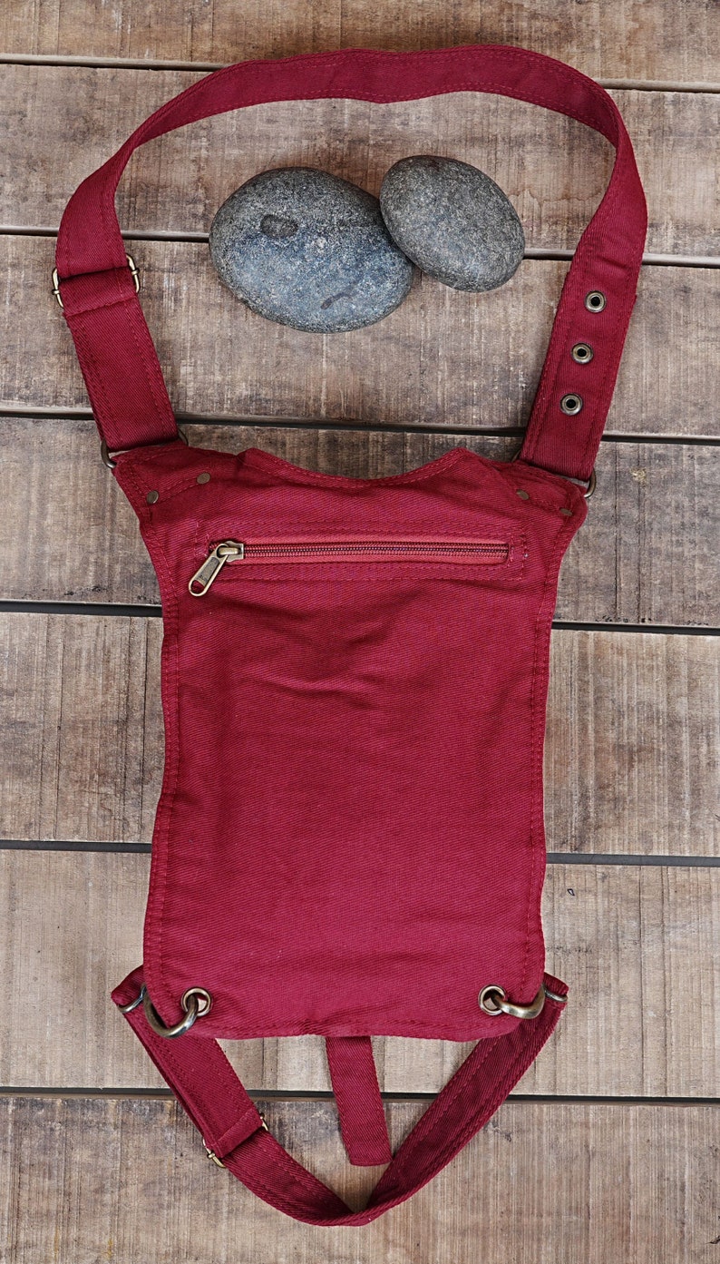 Cotton Hip Belt Bag Traveller Black Canvas Vegan Festival Utility Pocket Belt Gypsy Hip Bag Fanny Hip belt zdjęcie 6