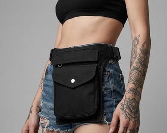 Tactical Canvas Drop Leg Bag & Holster Pack - Urban Techwear Utility Thigh Bag Unisex Festival