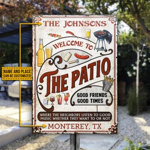 Personalized Patio Grilling Vertical Red Listen To The Good Music, Patio, Backyard Sign, Patio Sign, Patio Decor, Backyard Decor, Deck sign